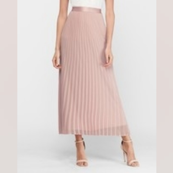Express Dresses & Skirts - Express High Waisted Pleated Midi Skirt in Baby Pink Blush NWT